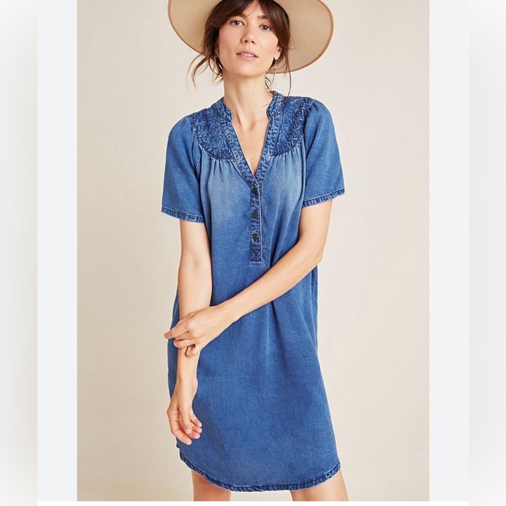 Anthropologie Pilcro Chambray Tunic Dress - XS